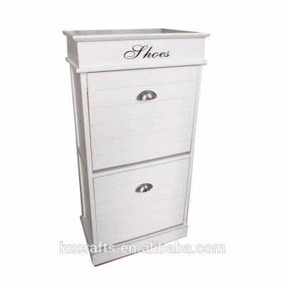 Hot Selling Two Layer Cabinet Style White Wood Shoe Rack