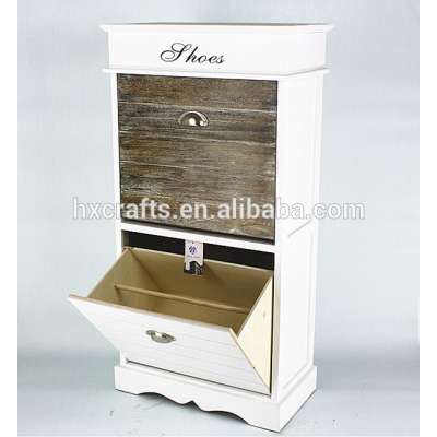 White Shoe Storage Double Cabinet Dresser Shelf Organizer Shoes Closet Bedroom