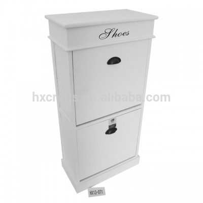 Hallway 2 drawer white wooden shoe cabinet